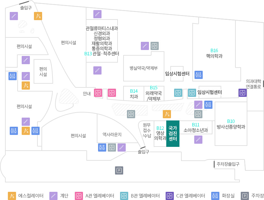 층별안내 B1 국가검진센터
